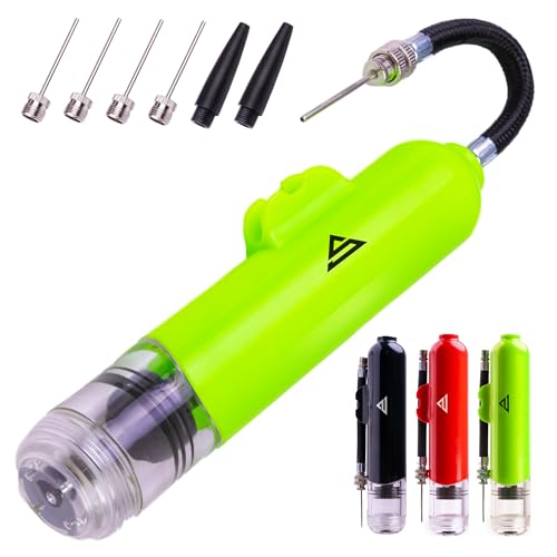 Dual Action Ball Pump with 5 Spare Needles and Plastic Adaptor for Your Football, Basketball, Soccerball, Pilates Ball, Volleyball, Handball, etc.