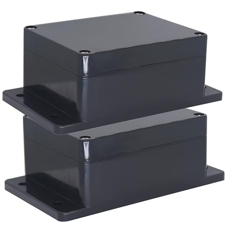 Watertight Junction Box, IP67 Waterproof Project Box Durable ABS Plastic Electronic Enclosure Case for DIY Electrical Project with Wall Fixed Ear 4.53" x 3.54" x 2.17"(115 x 90 x 55 mm) 2Pcs