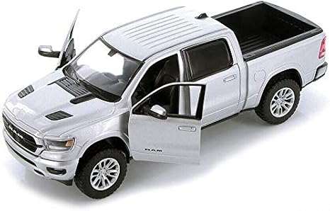 2019 RAM 1500 Laramie Crew Cab Pickup Truck Silver 1/24 Diecast Model Car by Motormax 79357