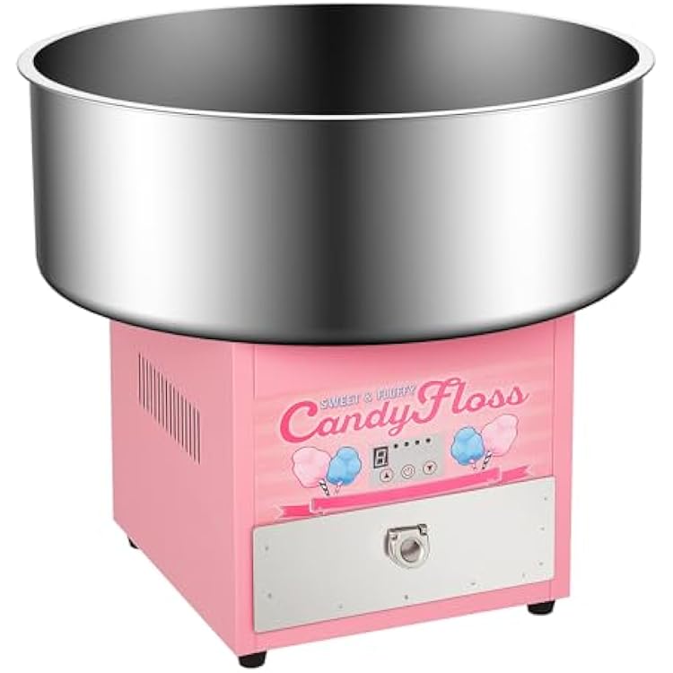 Commercial Candy Cotton Maker Electric Candy Cotton Machine for Kids with 20 Inch Stainless Steel Bowl Party Home Festival Pink