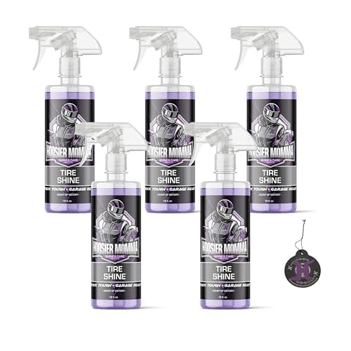 Hoosier Momma 16oz Car Tire Shine - Long-Lasting, High-Gloss Formula Enhances Tires with a Wet-Look Shine - Repels Dirt & Protects Rubber - Easy Spray-On for a Showroom Finish  Air Freshener 5-Pack