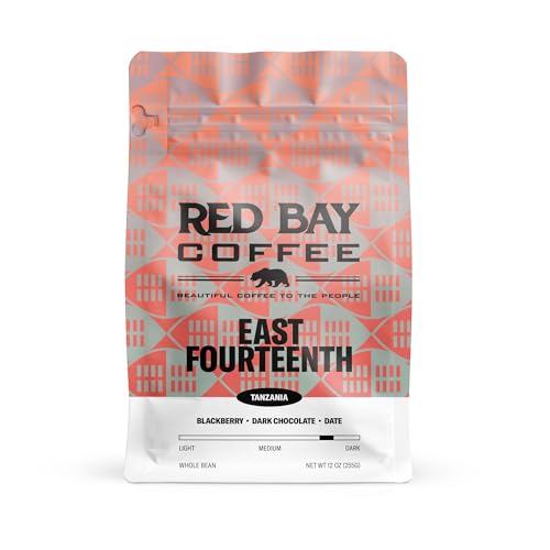 Red Bay Coffee East Fourteenth Tanzanian Coffee Beans - Whole Bean Dark Roast - Single Origin Coffee- 10oz Resealable Pouch of Specialty
