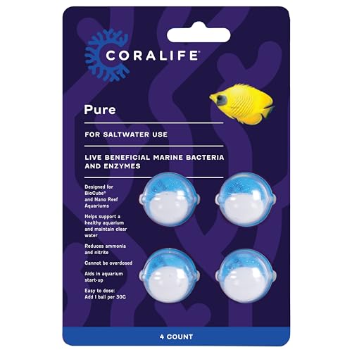 Coralife Aquarium Fish Tank Marine Salt Water PURE Water Care Bacteria Supplement, 4 pack