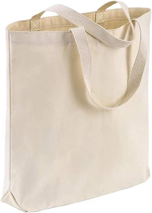 TBF Wholesale Canvas Tote Bags, 15" W x 16" H x 3" G, Cotton Reusable Grocery Shopping Bags, Blank, DIY Painting Printing Embroidery