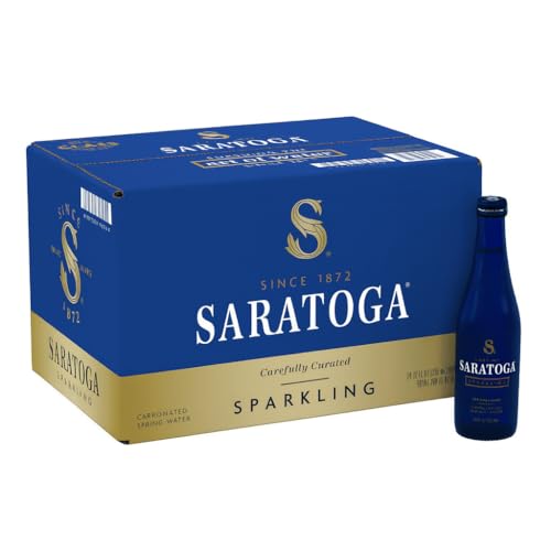 Saratoga Sparkling Spring Water | Sodium Free, Low Mineral | 12 oz 24 Glass Bottles