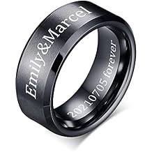 VNOX Customize Personalized 6MM/8MM Tungsten Carbide/Stainless Steel Simple Matte Brushed Finish Wedding Band Engagement Rings for Men Women,Size 5-14