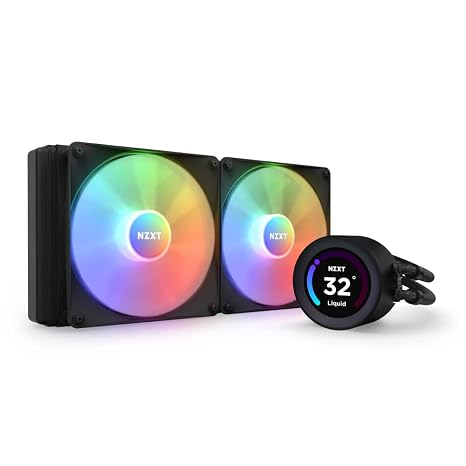 NZXT Kraken Elite 280 RGB - RL-KR28E-B1-280mm AIO CPU Liquid Cooler - Customizable 2.36" LCD Display for Images, Performance Metrics - High-Performance Pump - 2 x F140 RGB Core Fans - Black