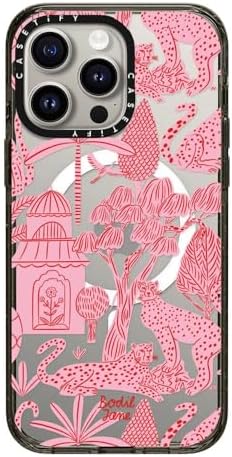 CASETiFY Impact Case for iPhone 15 Pro Max [4X Military Grade Drop Tested  8.2ft Drop ProtectionCompatible with Magsafe] - Animal Prints - Cheetah Paradise Pink - Clear Black