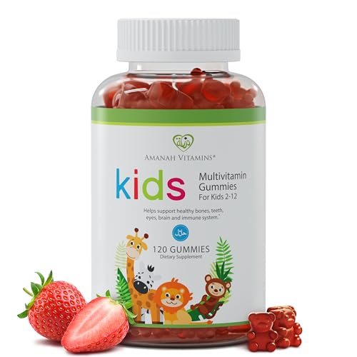 Halal Multivitamin Gummies for Kids: Vitamin C, D3, and Zinc for Immunity, B6 B12 for Energy. Gluten Free Halal Gummies, 120 Count Gummy Vitamins for Kids