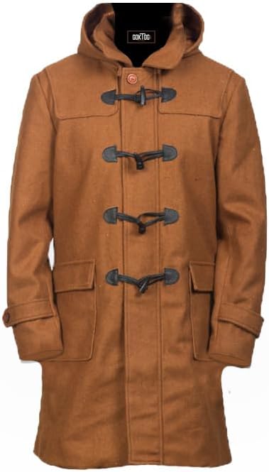 Men's Wool Duffle Coat Toggle, Duffle Wool Coat Men, Hooded Duffle Coat Men