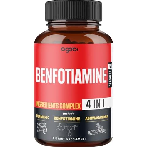 agobi 4in1 Benfotiamine Supplement - 2 Months for Digestion, Energy Production & Immune - Plus Turmeric Curcumin Root, Ashwagandha Root & Organic Gymnema Sylvestre - 120 Capsules