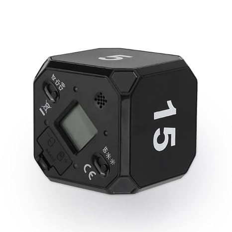 Cube Timer, 2-Speed Volume Timer Cube 5 Minute Timer LED Digital Display time Calculation (Black)