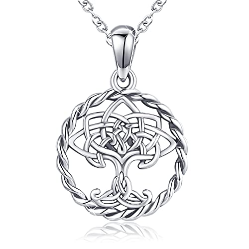 Crystal Celtic Knot Necklace Irish Good Luck Necklaces S925 Sterling Silver Pendant Jewelry for WomenSilver Celtic