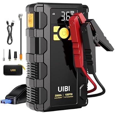 UIBI X5 Car Jump Starter with Air Compressor, 2000A Car Battery Jump Starter with 150PSI Tire Inflator Portable, Battery Jumper Starter, Jump Box for 8.0L Gas or 6.0L Diesel Vehicles