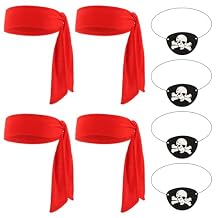 Chanaco Pirate Accessories Costume Women Pirate Bandana Supplies for Men Eye Patches and Headband Outfit Party Favors for Halloween Cosplayer (8pcs)