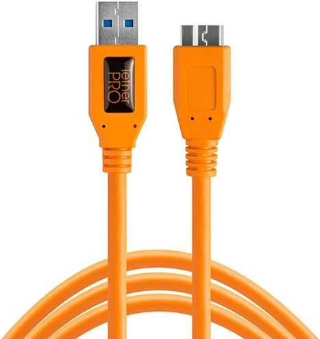 Tether Tools TetherPro USB 3.0 to Micro-B Cable | for Fast Transfer and Connection Between Camera and Computer | High Visibility Orange | 15 Feet (4.6 m)