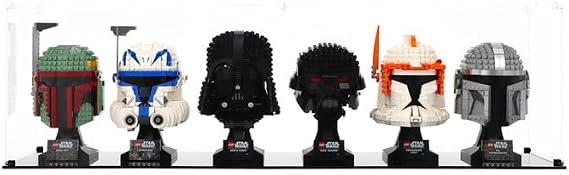 Display Case compatible with Lego Helmets for 5-6 Helmets, (Clear Back Panel)