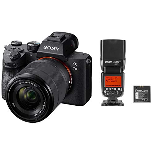 Sony Alpha a7 III Full Frame Mirrorless Digital Interchangeable-Lens Camera with FE 28-70mm Lens - Bundle with Zoom Li-ion R2 TTL On-Camera Flash Speedlight