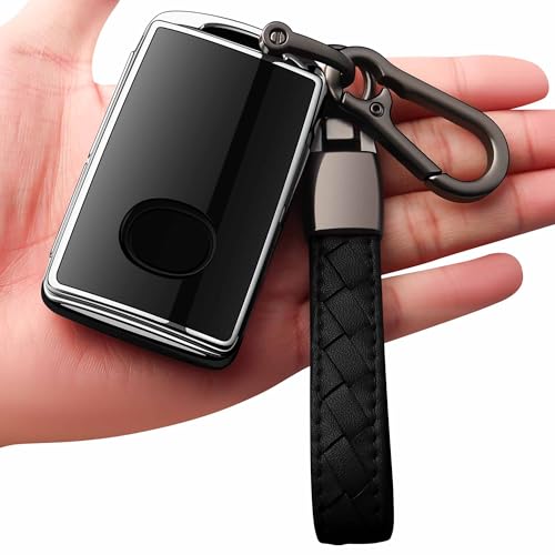 Sindeda Mazda Key Fob Cover with Keychain, 360 Protection, Compatible with 2019-2025 Mazda 3, 3 Hatchback, 2020-2025 CX-5, CX-30, CX-9, Black