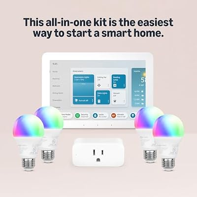 Smart Home Starter Kit | Includes Echo Hub, Amazon Smart Plug and 4 Amazon Basics Smart Bulbs, Designed for Alexa+