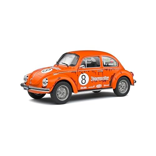 MODELLINO in Scala COMPATIBILE CON VW Beetle 1303 N.8 Jaeger Tribute 1974 Orange 1:18 SOLIDO SL1800518