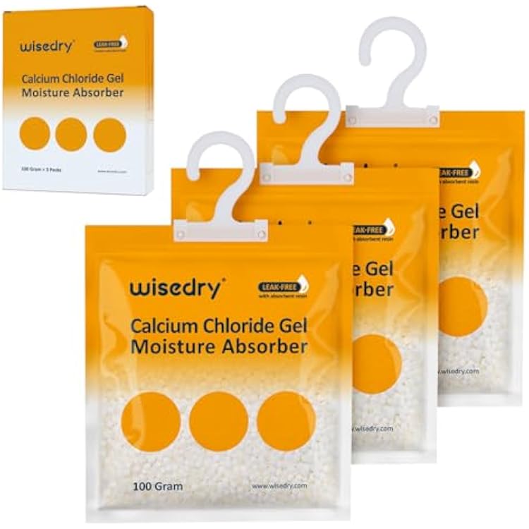 Wisedry Moisture Absorbers 100G Pack of 3, 100% Leakproof Dehumidifier Bags, Fragrance-Free Disposable Humidity Absorbers for Closet, Basement, Home