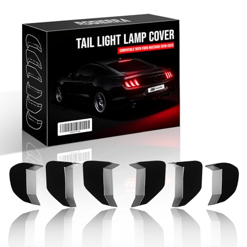 Tail Light Lamp Cover Guard Trim Frame Bezels Decoration for Ford Mustang 2018-2023 GTEcoBoost 6PCs Smoke Black PC Resin Taillight Protector