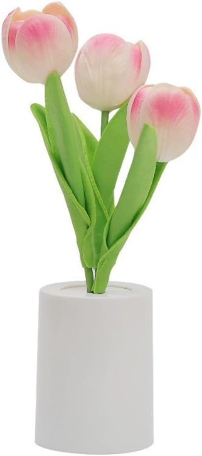 Fangool LED Tulip Flowers Night Light for Home Living Room Decor Artificial Flower with Vase Table Centerpieces for Birthday Holiday Party Wedding Room Decoration