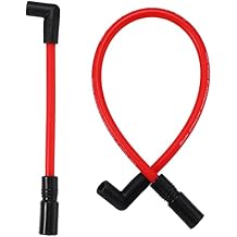 Motoforti 2 Pcs 10.4mm 10mm Spark Plug Wire Kit for Harley Davidson Big Twin FXD Dyna 2000-2017 for Harley-Davidson Softail 1999-2017 Spark Plug Wires Motorcycle DYNA-409RD Red Silicone