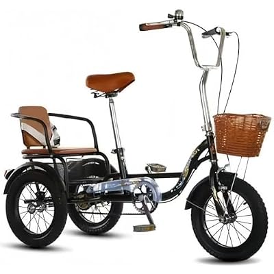 Adult Tandem Trikes with Back Seat,Rickshaw Pedal Tricycle for Bike,Cargo Basket and Comfortable Seat for Seniors, Women, Men for Shopping Picnic Outdoor Sports