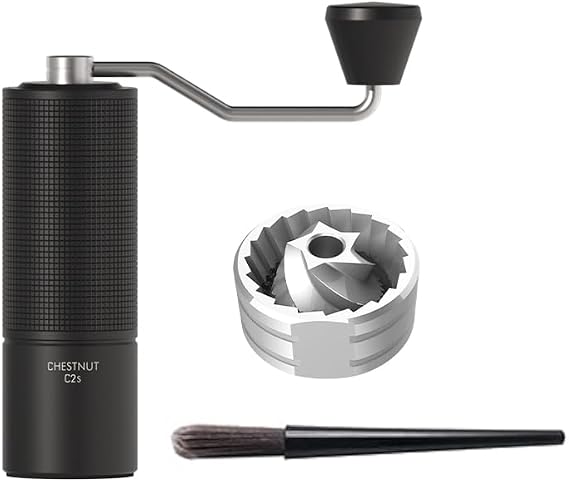 Featured Chestnut C2 Manual Coffee Grinder,Stainless Steel Conical Burr,Capacity 25g,Burr size 38mm,Portable manual grinder (black)