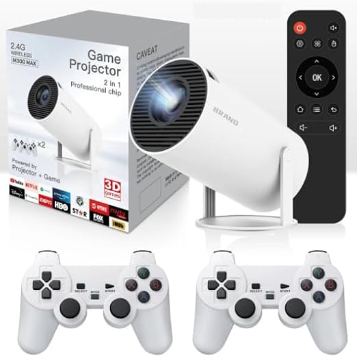 Cinemaster Pro - 4K Smart Movie Projector, M300 Max Game Projector, LED, USB, White