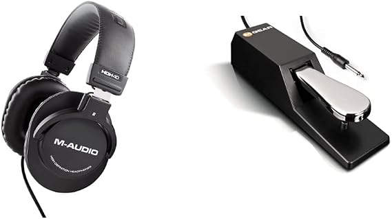 M-Audio HDH40 Over Ear Studio Headphones + SP-2 Universal Sustain Pedal