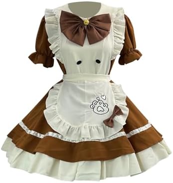 Japanese Anime Maid Cosplay Costume Women Bowknot French Maid Lolita Apron Sweet Cute Fancy Dress Halloween Outfit