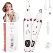Nose and Ear Hair Trimmer for Women Men,2 in 1 LED Display Eyebrow Hair Trimmer with USB Rechargeable,2026 Portble Waterproof Facial Hair Removal with Dual-Edge Blades for Travel (Pink)