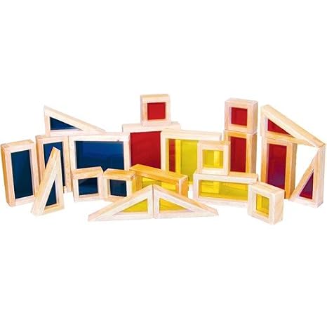 Constructive Playthings 21 pc. Colored See-Thru Block Set Scaled to Unit Block Size