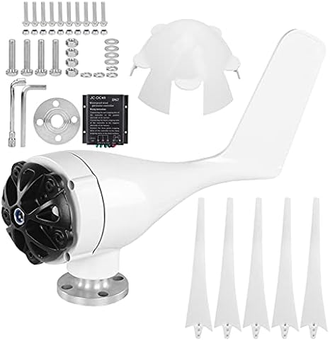 Wind Generator, 1600W 5 Windmill Kit with High Wind Energy Utilization for Boats Terraces Cabins Homes 48V White