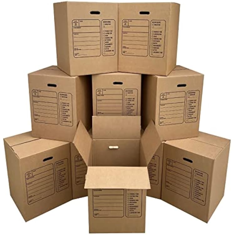 10 Premium Large Corrugated Moving Boxes with Handles, 18 x 18 x 24, Cardboard Boxes For Moving, Packing & Storage, Brown Large Boxes