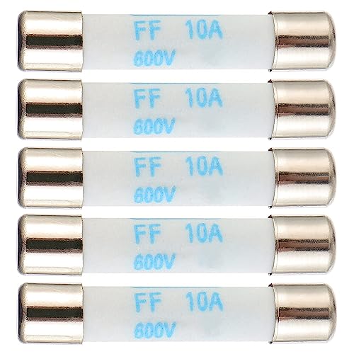 BOJACK Digital Multimeter Fuse 10A 600V DC Fast Acting Nickel-Plated Brass Ceramic Fuse 6.3x32 mm FF10A Pack of 5