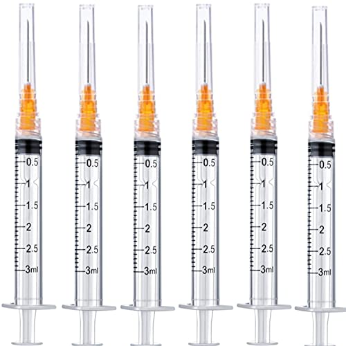 25Pack 3ml Plastic Syringe with 25ga, Individually Sealed Syringe for Scientific Labs, Ink Filling, Oil or Glue Applicator