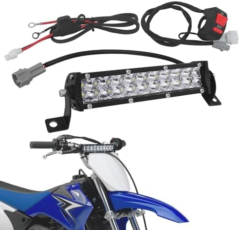 Light Bar Kit,60W Universal Dirt Bike Light Bar Compatible for Honda CRF110 CRF250R CRF450R for Yamaha TTR110 YZ125 for Suzuki RM85 for Kawasaki KLX110 KX250F KX450 Fit Most 7/8Handlebars