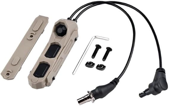 Tactical Modular Dual Wire Three Button Remote Pressure Switch, 20mm Rail And M/K Dual System Flashlight(SF+Crane Plug DE)