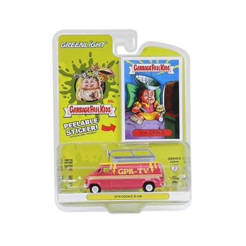 Greenlight Collectibles 54110-D 1:64 Scale Garbage Pail Series 7 - Dish Grace - 1976 Dodge B-100 with Roof Mounted Satellite Dish