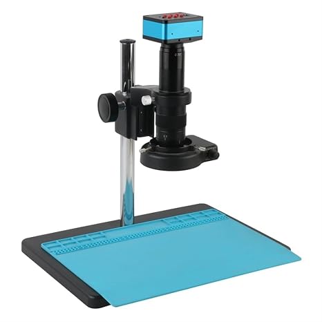 Lab Microscope Accessories 4K 12MP 1080P USB HDMI Industrial Lab PCB Soldering TF Video Microscope Camera + 180x 300x C Mount Lens + 144 LED Ring Light(A,180X)