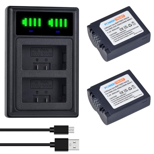 2X CGA-S006 CGA-S006E Battery  Dual USB Charger for Panasonic Lumix DMC-FZ7, DMC-FZ8, DMC-FZ18, DMC-FZ28, DMC-FZ30, DMC-FZ35, DMC-FZ38, DMC-FZ50 DMW-BMA7