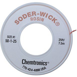 Chemtronics 50-1-25 Soder-Wick Rosin Desoldering Braid, .030", 25ft