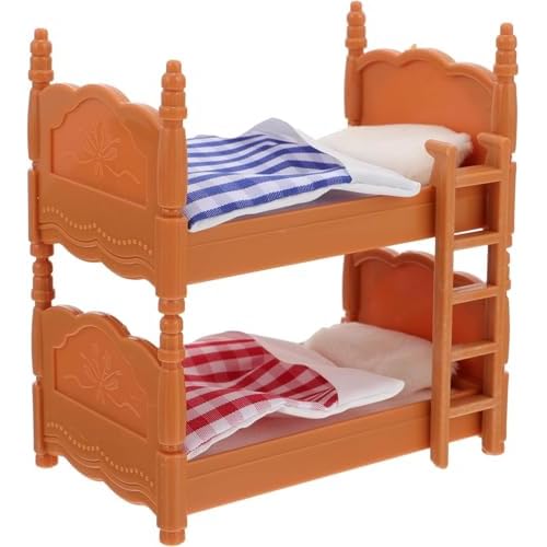 Miniature Dollhouse Bed, 1:12 Dollhouse Bed Doll House Furniture of Bunk Bed with Ladder for Doll House Decor Bedroom Set