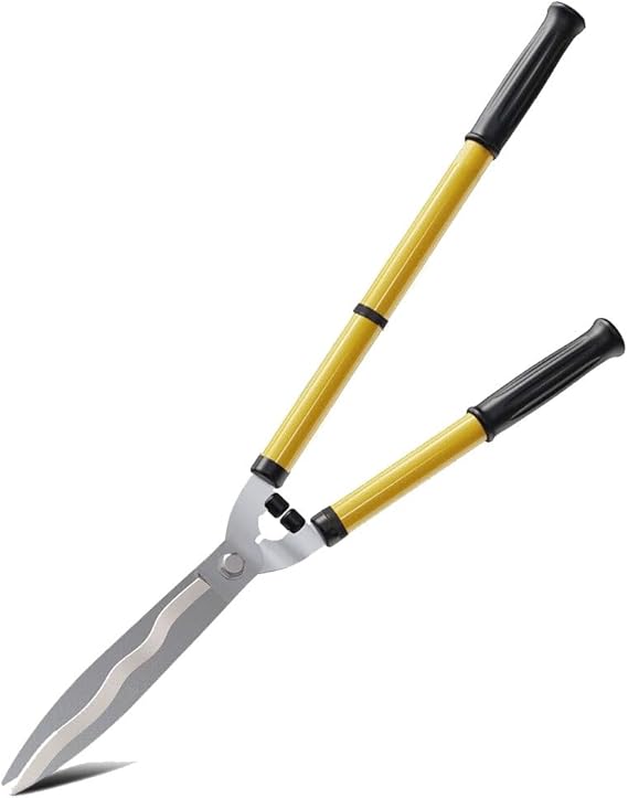 33'' Telescopic Hedge Shear, 65cm to 84cm Garden Shears,Carbon Steel Wavy Sharp Blades,Extendable Hedge Clippers Scissors,Long Handle,Ideal for Gardening Grass Lawn Pruning Hedges Shrubs Trimming