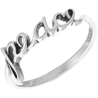 Boma Jewelry Sterling Silver Peace Script Ring