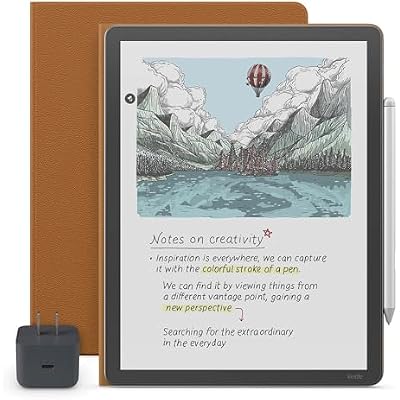 Amazon Kindle Scribe Essentials Bundle - Amazon Kindle Scribe Colorsoft (32GB) - Graphite, Premium Pen, Premium Leather Executive Folio Cover-Caramel,Power Adapter